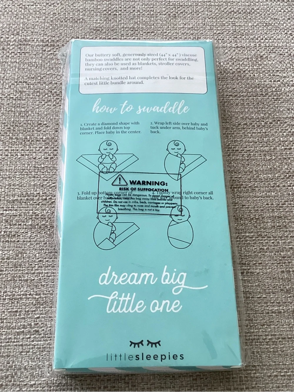 Little Sleepies Construction Themed Luxe Swaddle Blanket & Knotted Hat Set